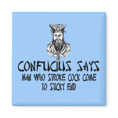 Rude slogan Confucius Fridge Magnets by LIMEYBOY