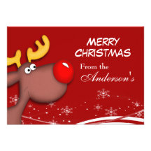 Rudolf Christmas Greeting Card Custom Announcements