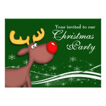 Rudolf Reindeer Company Christmas Party Personalized Announcements