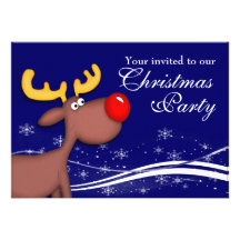 Rudolf Reindeer Company Christmas Party Personalized Invitations