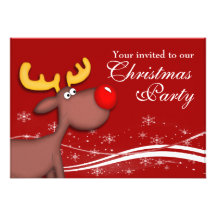Rudolf Reindeer Company Christmas Party Personalized Invite