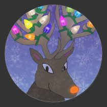 Rudolf with Lights Sticker stickers