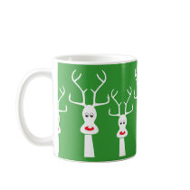 RUDOLF'S FAMILY - MUG WHITE + GREEN by Seasonsgreetings RUDOLF'S FAMILY - MUG WHITE + GREEN