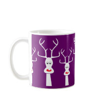 RUDOLF'S FAMILY - MUG WHITE + PURPLE by Seasonsgreetings RUDOLF'S FAMILY - MUG WHITE + PURPLE
