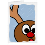 Rudolph in Snowy Window Greeting Cards