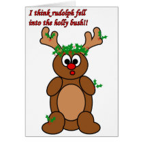 Rudolph in the holly bush cards