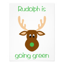 Rudolph is going green Christmas gifts and tees. Personalized Invitation