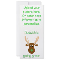 Rudolph is going green Christmas gifts and tees. rack cards