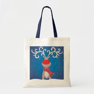 Rudolph navy & natural Christmas bag bag