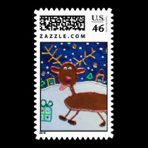 Rudolph Postage Stamp by lynndart Rudolph Postage Stamp