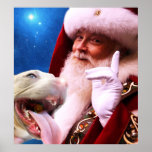 Rudolph the Red Nosed Pitbull Dog &amp; Santa Claus Poster