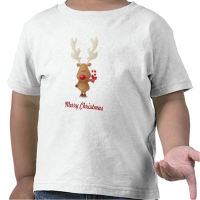 Rudolph with Candy Cane Holiday Tee Shirt