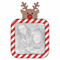 Rudy Reindeer Candy Cane Frame Tree Ornament photo sculptures