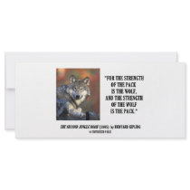 Rudyard Kipling Strength Of the Pack Wolf Quote Rack Card Template