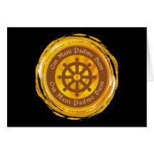 Rueda tibetana de Dharma del mantra Tarjeta