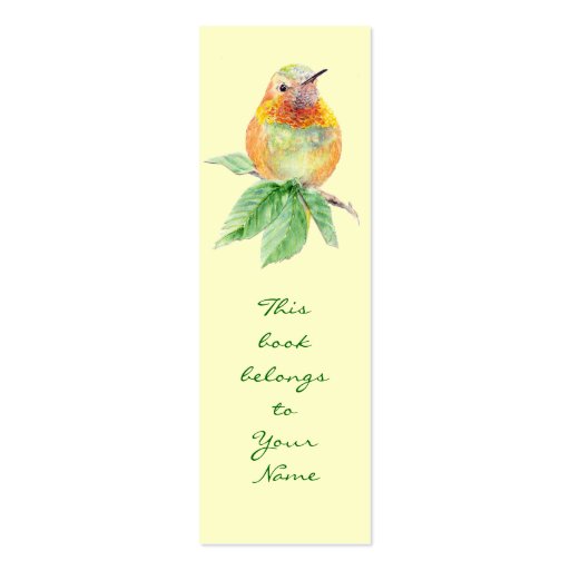 Rufous Hummingbird , Bird, Nature, Garden BookMark Business Card Template (back side)