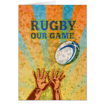 rugby player hands catching ball card