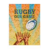 rugby player hands catching ball post cards
