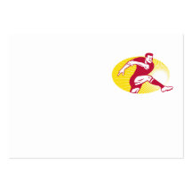 Rugby Player Kicking Ball Retro Business Card Template