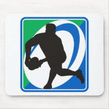 Rugby player passing ball front mouse pads