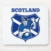 rugby player running ball scotland flag shield mousepad
