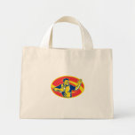 Rugby Player Running Fending Ball Retro Canvas Bags
