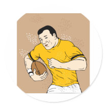 rugby player running passing the ball round stickers