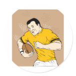 rugby player running passing the ball stickers