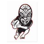 Rugby player running wearing Maori mask Post Cards