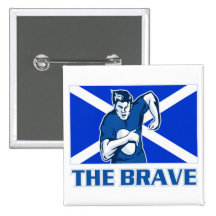 rugby player scotland flag the brave buttons