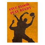 rugby players catching lineout throw postcard