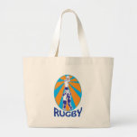 rugby players jumping catching line-out ball retro bag