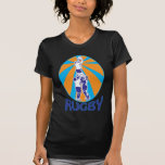 rugby players jumping catching line-out ball retro tee shirts