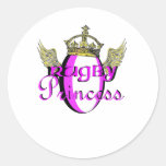 Rugby Princess Round Stickers