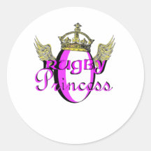 Rugby Princess Round Stickers