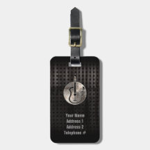 Rugged Acoustic Guitar Luggage Tag