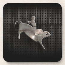 Rugged Bull Rider Beverage Coasters