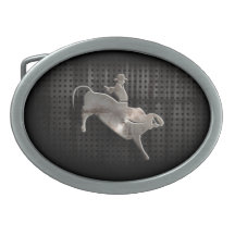 Rugged Bull Rider Oval Belt Buckles