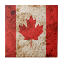 Rugged Canadian Flag Ceramic Tile