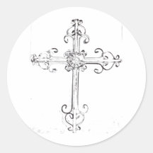 rugged cross round sticker
