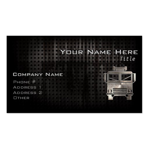 Rugged Fire Truck Business Card Templates (front side)