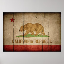 Rugged Wood California Flag Posters