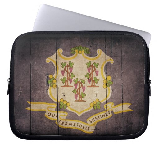 Rugged Wood Connecticut Flag Laptop Sleeves