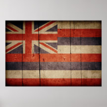 Rugged Wood Hawaii Flag Poster