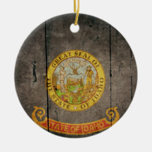 Rugged Wood Idaho Flag Christmas Ornament