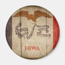 Rugged Wood Iowa Flag Refrigerator Magnets