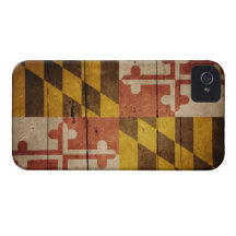 Rugged Wood Maryland Flag iPhone 4 Case-Mate Case
