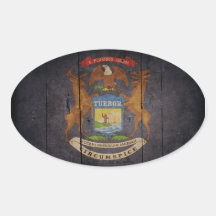 Rugged Wood Michigan Flag Stickers