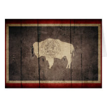 Rugged Wood Wyoming Flag Card