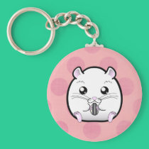 Rugular All White Syrian Hamster keychains